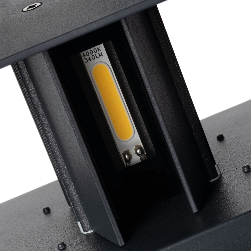 LED lauko sieninis šviestuvas REKA su judesio ir sutemų jutikliu, LED/7W/230V, IP54, antracito spalvos, apvalus