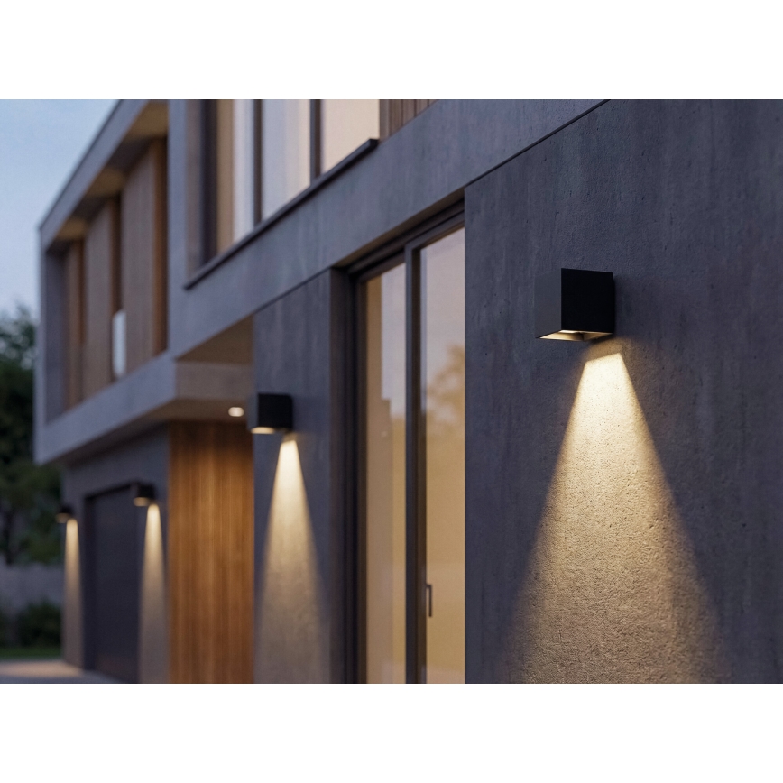 LED saulės lauko sieninis šviestuvas su jutikliu REKA LED/3W/3,7V 1800 mAh 3000/4000/6500K IP65 juodas