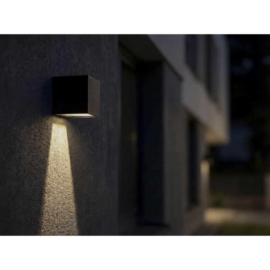 LED saulės lauko sieninis šviestuvas su jutikliu REKA LED/3W/3,7V 1800 mAh 3000/4000/6500K IP65 juodas