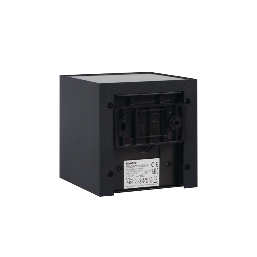 LED saulės lauko sieninis šviestuvas su jutikliu REKA LED/3W/3,7V 1800 mAh 3000/4000/6500K IP65 juodas