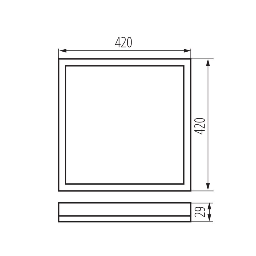 LED lubinis vonios šviestuvas AZPO LED/22W/230V 42x42 cm IP54 juoda