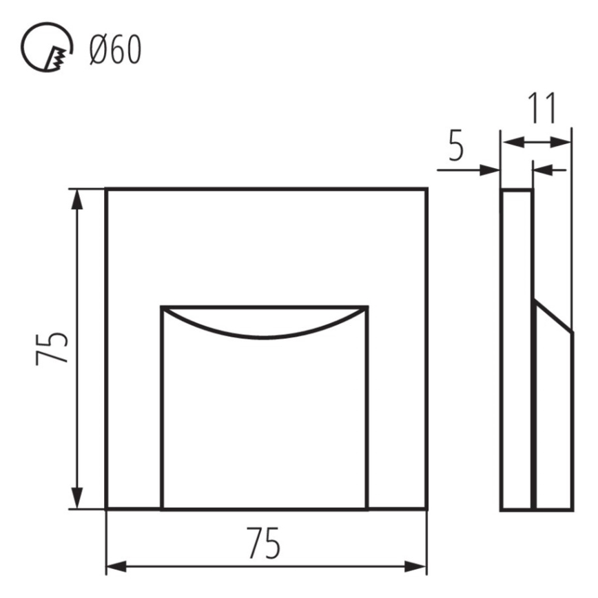 LED laiptų šviestuvas ERINUS LED/0,8W/12V 3000K juodas