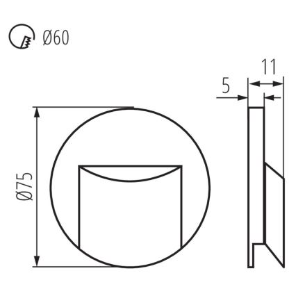 LED Laiptinės apšvietimas ERINUS LED/0,8W/12V 3000K juodas