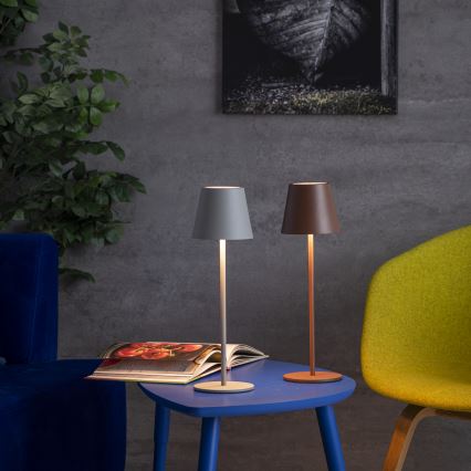 LED Pritemdomas įkraunamas stalinis šviestuvas INITA LED/1,2W/1800 mAh IP54 ruda