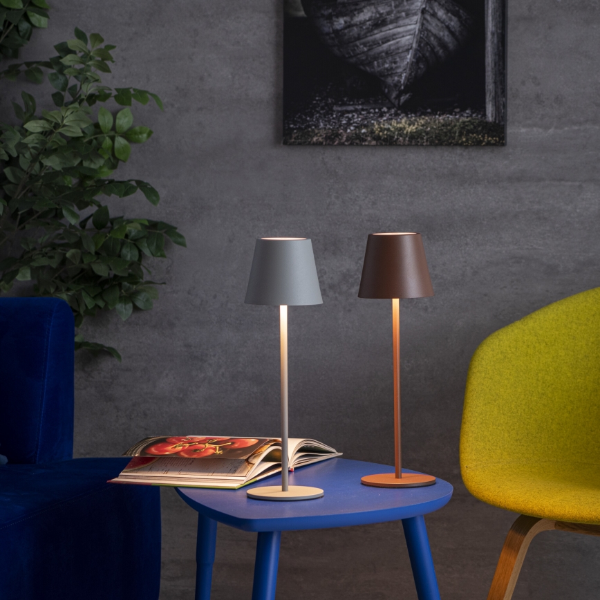 LED Pritemdomas įkraunamas stalinis šviestuvas INITA LED/1,2W/1800 mAh IP54 ruda