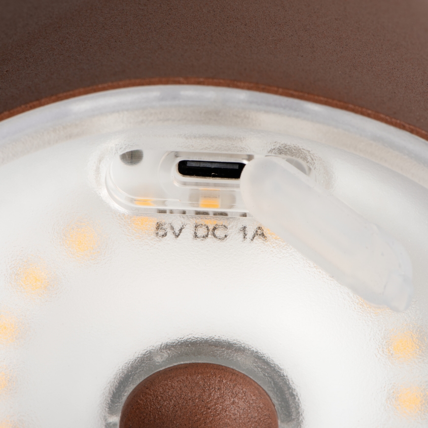 LED Pritemdomas įkraunamas stalinis šviestuvas INITA LED/1,2W/1800 mAh IP54 ruda