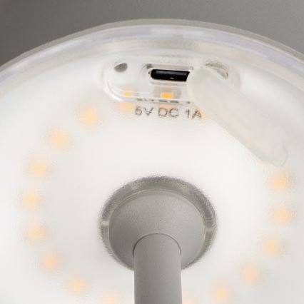 LED Pritemdomas įkraunamas stalinis šviestuvas INITA LED/1,2W/1800 mAh IP54 pilka