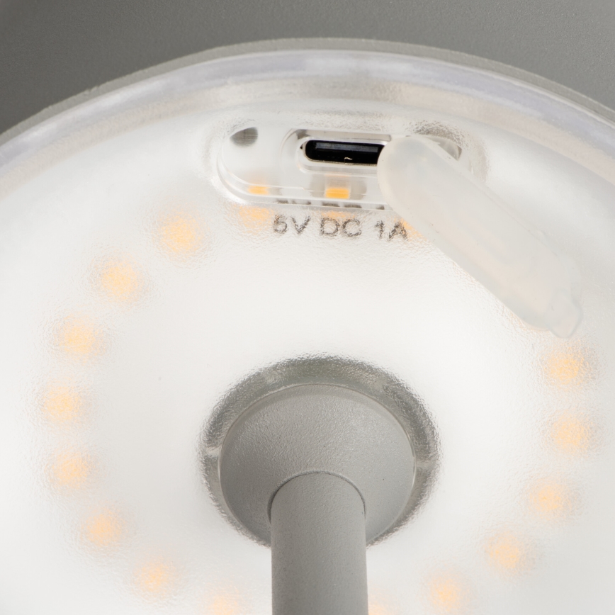 LED Pritemdomas įkraunamas stalinis šviestuvas INITA LED/1,2W/1800 mAh IP54 pilka