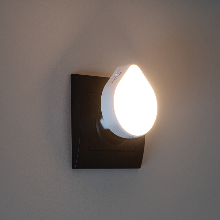 LED dimeriuojamas orientacinis šviestuvas su sutemų jutikliu į lizdą ULOV LED/0,5W/230V baltas