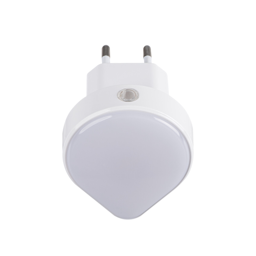 LED dimeriuojamas orientacinis šviestuvas su sutemų jutikliu į lizdą ULOV LED/0,5W/230V baltas