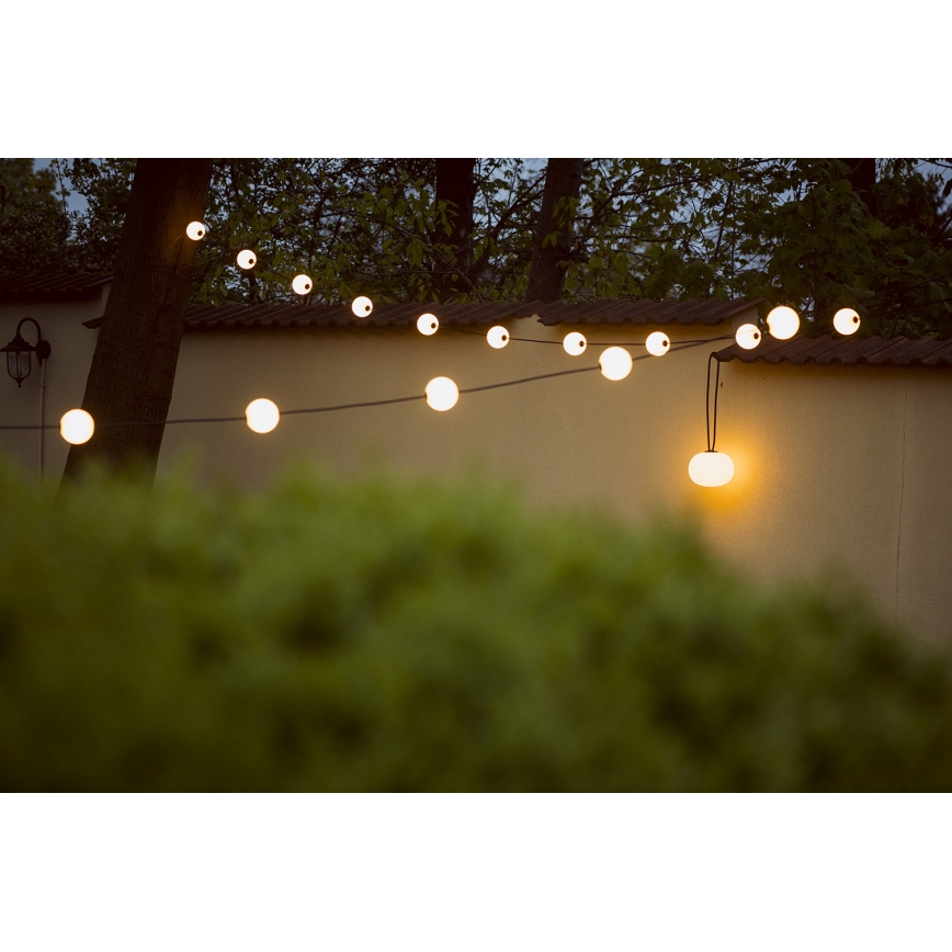 LED Dekoratyvinė lauko girlianda GIRLIANDA STONO 10xLED/10W/230V 6m IP67