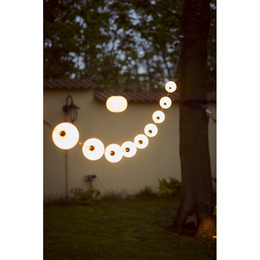 LED Dekoratyvinė lauko girlianda GIRLIANDA STONO 10xLED/10W/230V 6m IP67