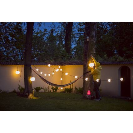 LED Dekoratyvinė lauko girlianda GIRLIANDA STONO 10xLED/10W/230V 6m IP67