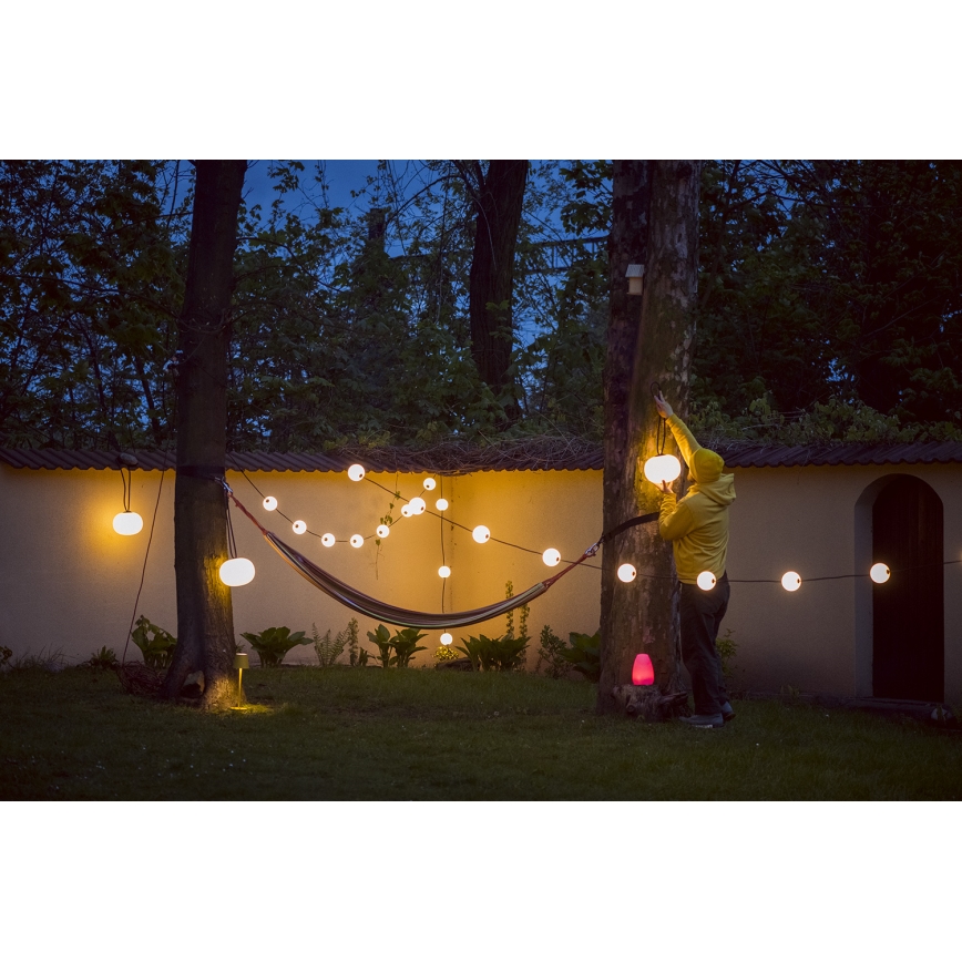 LED Dekoratyvinė lauko girlianda GIRLIANDA STONO 10xLED/10W/230V 6m IP67