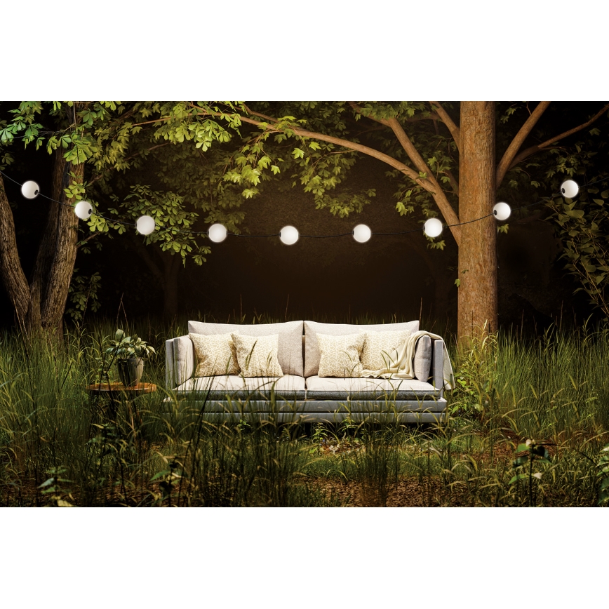LED Dekoratyvinė lauko girlianda GIRLIANDA STONO 10xLED/10W/230V 6m IP67