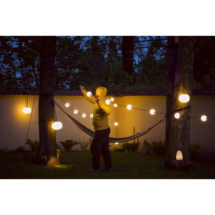 LED Dekoratyvinė lauko girlianda GIRLIANDA STONO 10xLED/10W/230V 6m IP67