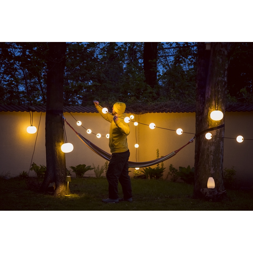 LED Dekoratyvinė lauko girlianda GIRLIANDA STONO 10xLED/10W/230V 6m IP67