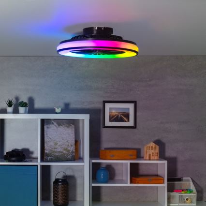 LED RGBW Pritemdomas lubinis šviestuvas su ventiliatoriumi PLAVE LED/48W/230V 3000/4000/6500K + nuotolinio valdymo pultas