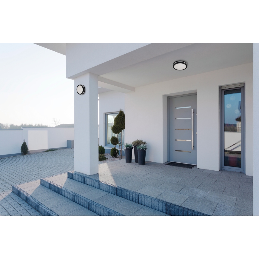 LED lubinis lauko šviestuvas BENO E LED/12W/230V 3000/4000/6500K diametras 20 cm IP65 juoda