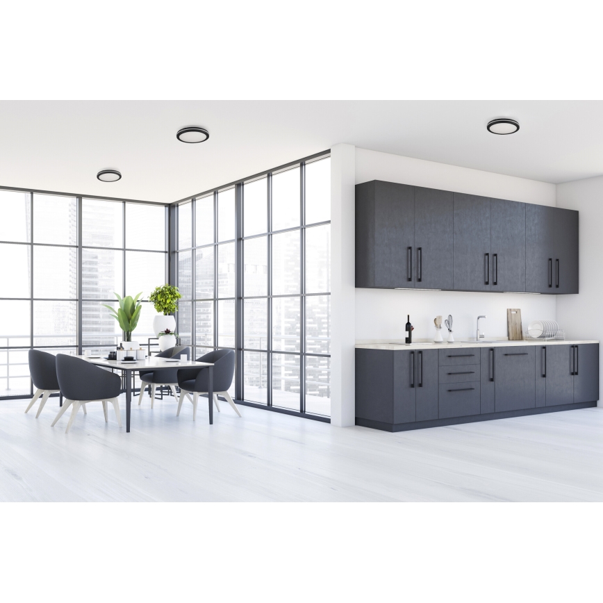LED lubinis lauko šviestuvas BENO E LED/12W/230V 3000/4000/6500K diametras 20 cm IP65 juoda