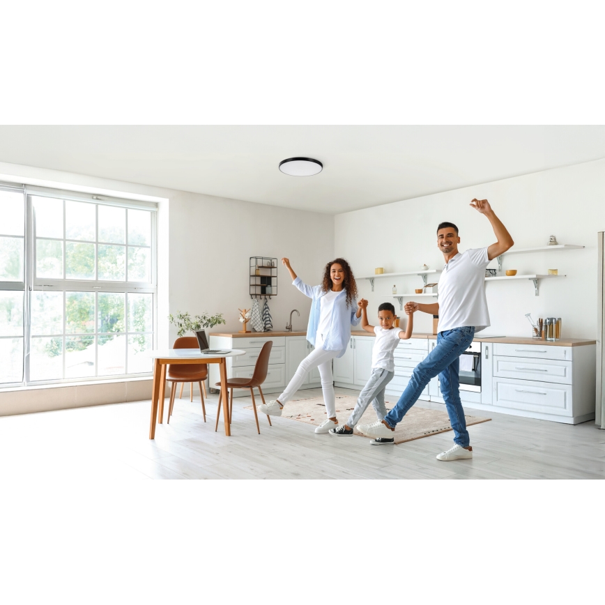 LED Pritemdomas lubinis šviestuvas PLAFON LED/20W/230V 3000-6500K Wi-Fi juoda