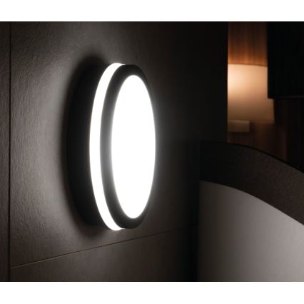 LED lubinis lauko šviestuvas su judesio jutikliu BENO LED/12/18W/230V 3000/3500/4000K IP65 antracitas apvalus