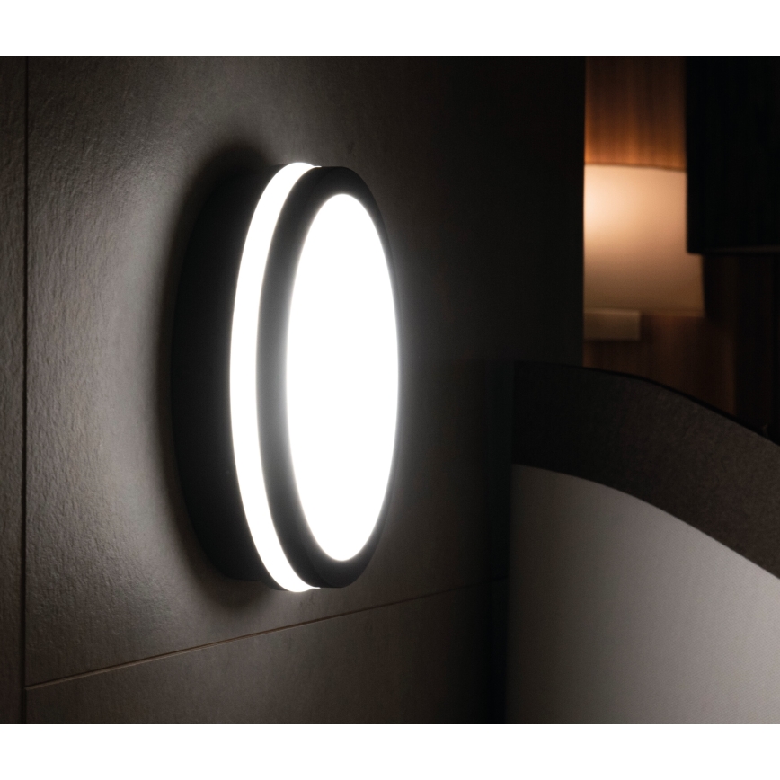LED lubinis lauko šviestuvas su judesio jutikliu BENO LED/12/18W/230V 3000/3500/4000K IP65 antracitas apvalus