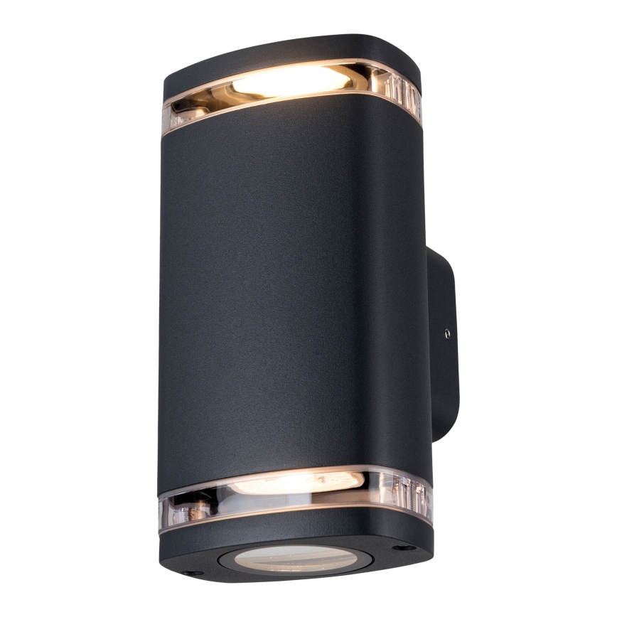 Lauko sieninis šviestuvas ZEVI 2xGU10/10W/230V IP54 juoda