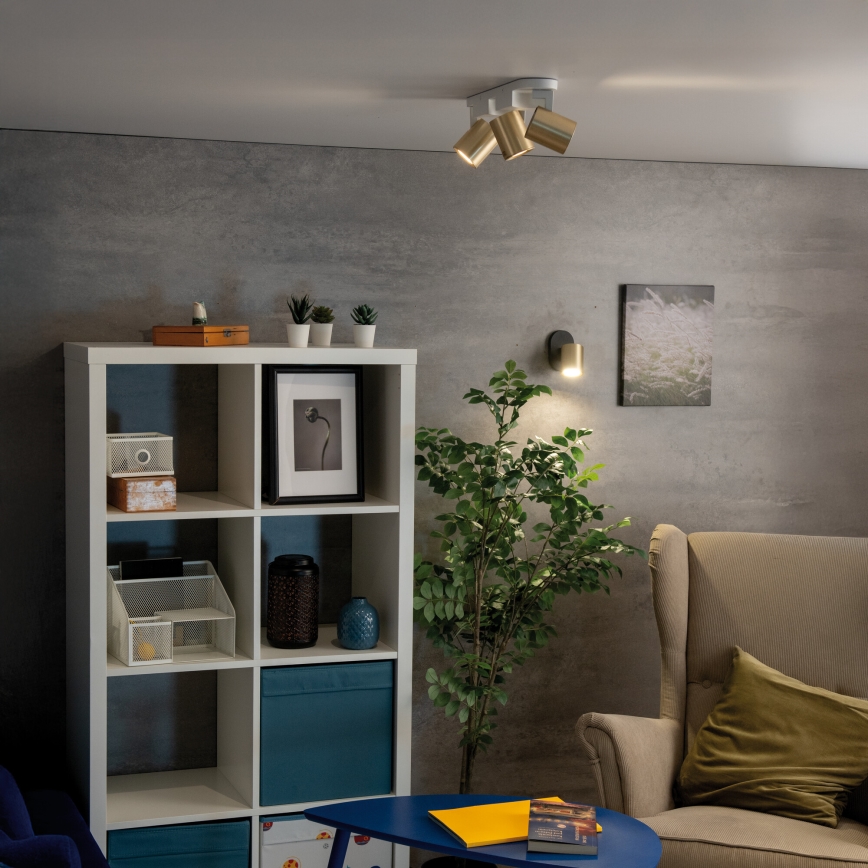 Sieninis akcentinis šviestuvas LAURIN 1xGU10/10W/230V žalvaris/juoda