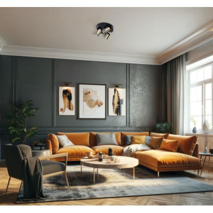 Akcentinis apšvietimas LAURIN 3xGU10/10W/230V žalvaris/juoda