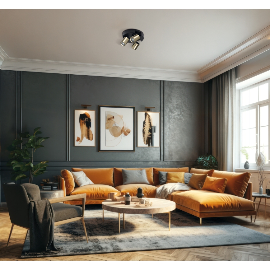 Akcentinis apšvietimas LAURIN 3xGU10/10W/230V žalvaris/juoda