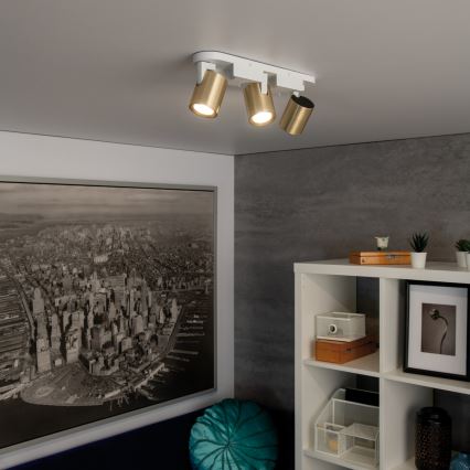 Akcentinis apšvietimas LAURIN 3xGU10/10W/230V žalvaris/balta