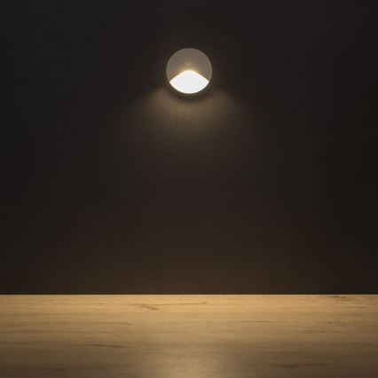 LED laiptų šviestuvas su judesio ir sutemų jutikliu EXIN LED/2,5W/230V 3000K IP65 baltas apvalus