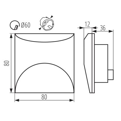 LED laiptų šviestuvas EXIN LED/2,5W/230V 3000K IP65 juodas kampinis