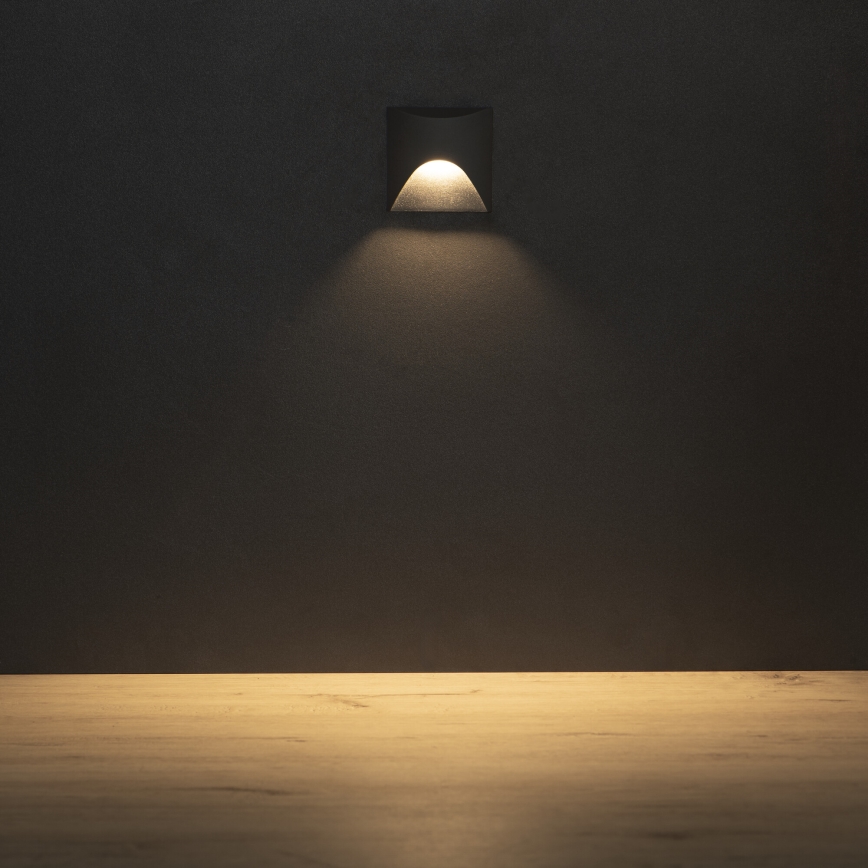 LED laiptų šviestuvas EXIN LED/2,5W/230V 3000K IP65 kvadratinis, antracito spalvos