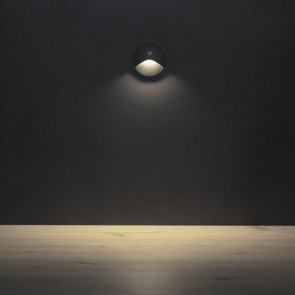 LED laiptų šviestuvas su judesio ir sutemų jutikliu EXIN LED/2,5W/230V 4000K IP65 antracito spalvos, apvalus