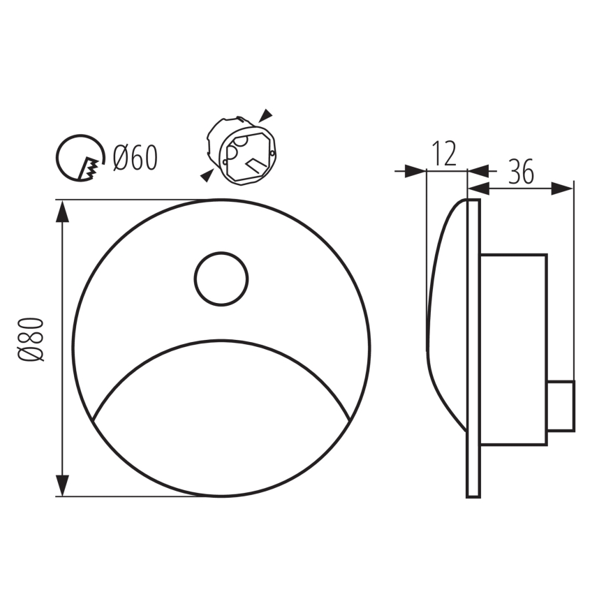 LED laiptų šviestuvas su judesio ir sutemų jutikliu EXIN LED/2,5W/230V 4000K IP65 antracito spalvos, apvalus