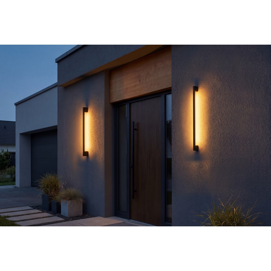 LED lauko sieninis šviestuvas YALTE LED/8,5W/230V 3000/4000/6500K 93 cm IP54 juodas