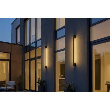 LED lauko sieninis šviestuvas YALTE LED/12W/230V 3000/4000/6500K 123 cm IP54 juodos spalvos