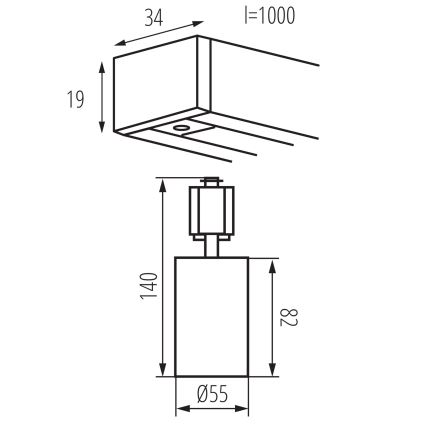 Taškinis šviestuvas bėgelių sistemoje ALTEAR 2xGU10/10W/230V 1m baltas