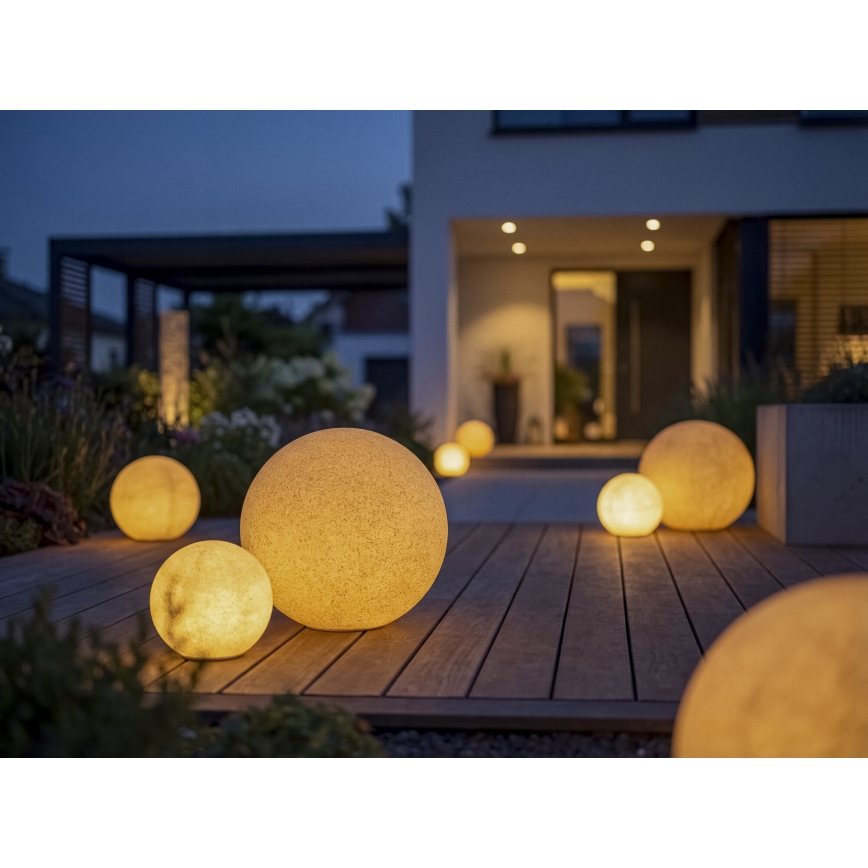 Lauko šviestuvas STONO 1xE27/20W/230V Ø 30 cm IP65 smėlinės spalvos