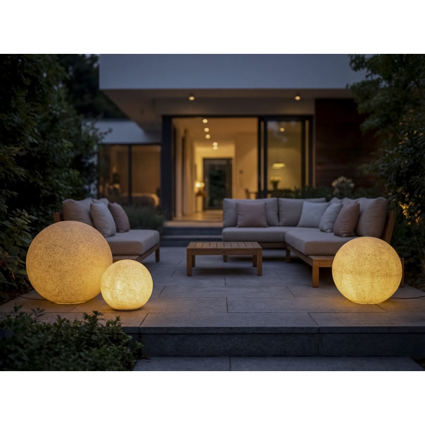 Lauko šviestuvas STONO 1xE27/20W/230V Ø 30 cm IP65 smėlinės spalvos