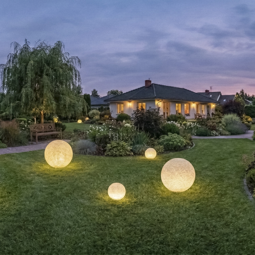 Lauko šviestuvas STONO 1xE27/20W/230V Ø 40 cm IP65 smėlio spalvos