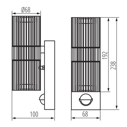 Lauko sieninis taškinis šviestuvas su judesio ir sutemų jutikliu RADILO 2xGU10/11W/230V IP44 juodas