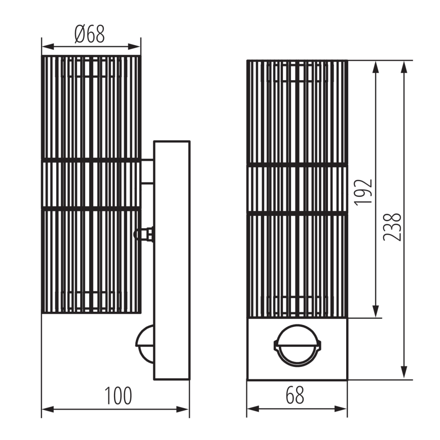 Lauko sieninis taškinis šviestuvas su judesio ir sutemų jutikliu RADILO 2xGU10/11W/230V IP44 juodas