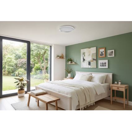 Reguliuojamas LED lubų šviestuvas LIXAN LED/65W/230V 3000-6500K skersmuo 48,6 cm balta/sidabrinė + su nuotoliniu pultu