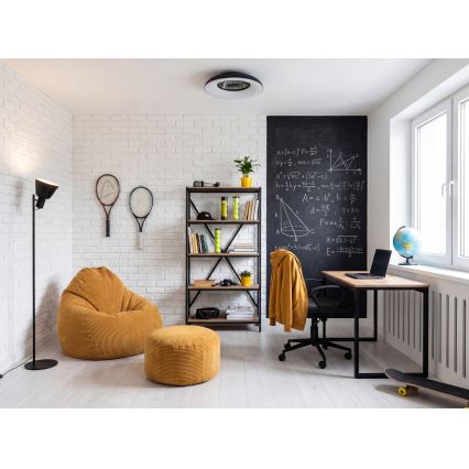 LED RGBW reguliuojamas lubinis šviestuvas su ventiliatoriumi PLAVE PAN LED/48W/230V 3000–6500K Ø 60 cm juodas + nuotolinis pultelis