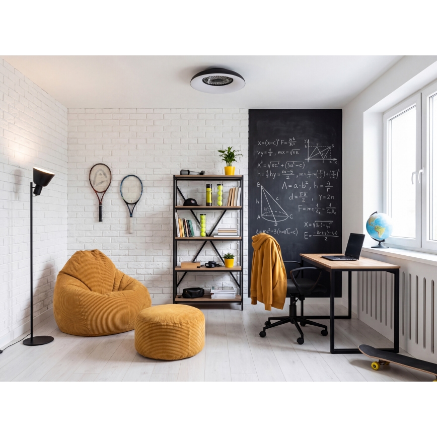 LED RGBW reguliuojamas lubinis šviestuvas su ventiliatoriumi PLAVE PAN LED/48W/230V 3000–6500K Ø 60 cm juodas + nuotolinis pultelis