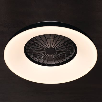 LED RGBW reguliuojamas lubinis šviestuvas su ventiliatoriumi PLAVE PAN LED/48W/230V 3000–6500K Ø 60 cm juodas + nuotolinis pultelis