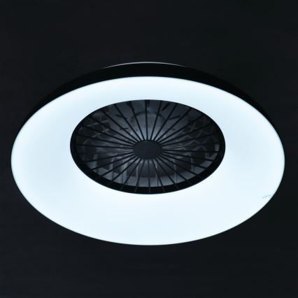 LED RGBW reguliuojamas lubinis šviestuvas su ventiliatoriumi PLAVE PAN LED/48W/230V 3000–6500K Ø 60 cm juodas + nuotolinis pultelis